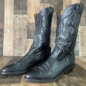 Nocona Vintage Black Bullhide Western Cowboy Boots Mens 10.5 D
